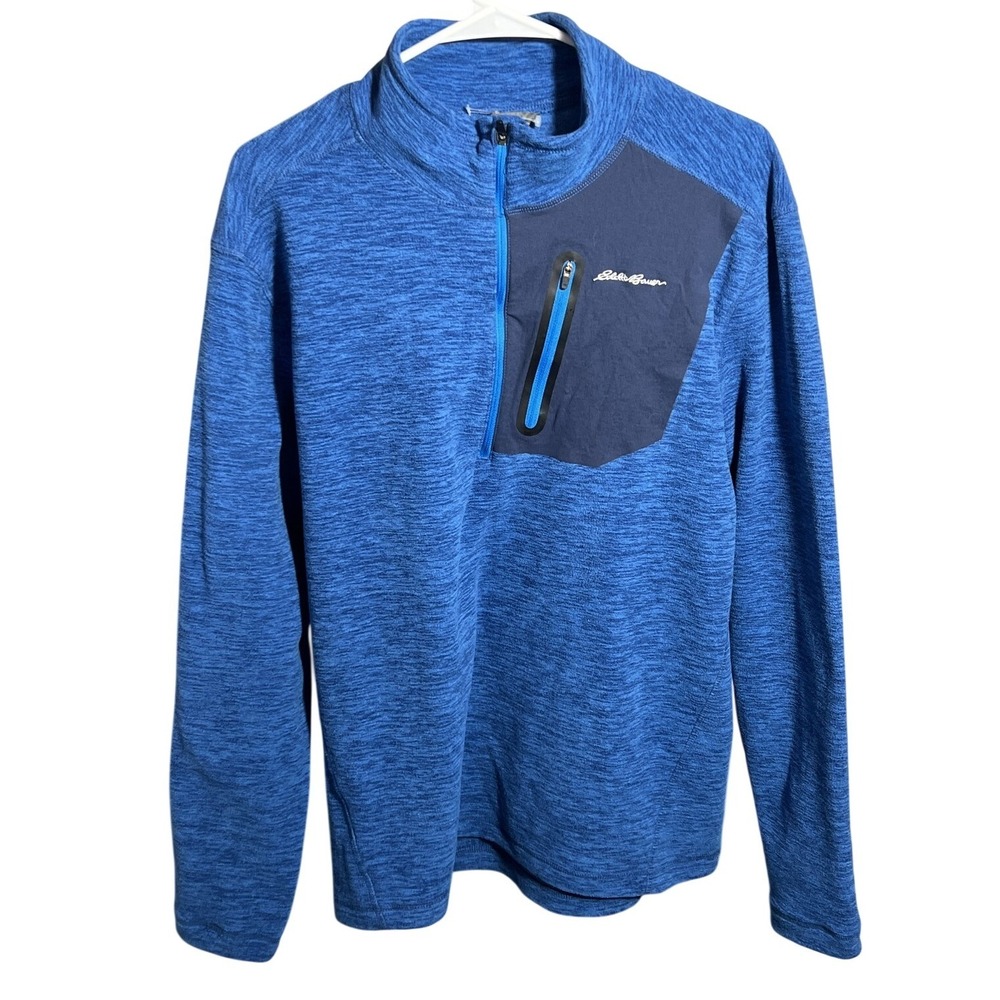 Eddie Bauer Men's M Medium Blue Heather 1/4 Zip Activewear Pullover Jacket‎ Top